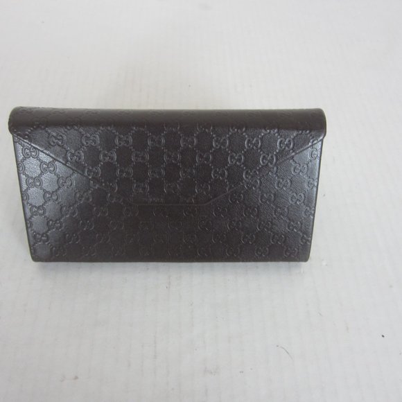 GUCCI Folding Triangle Hard Eye Glass Sun Glass Case Brown Logo NEW